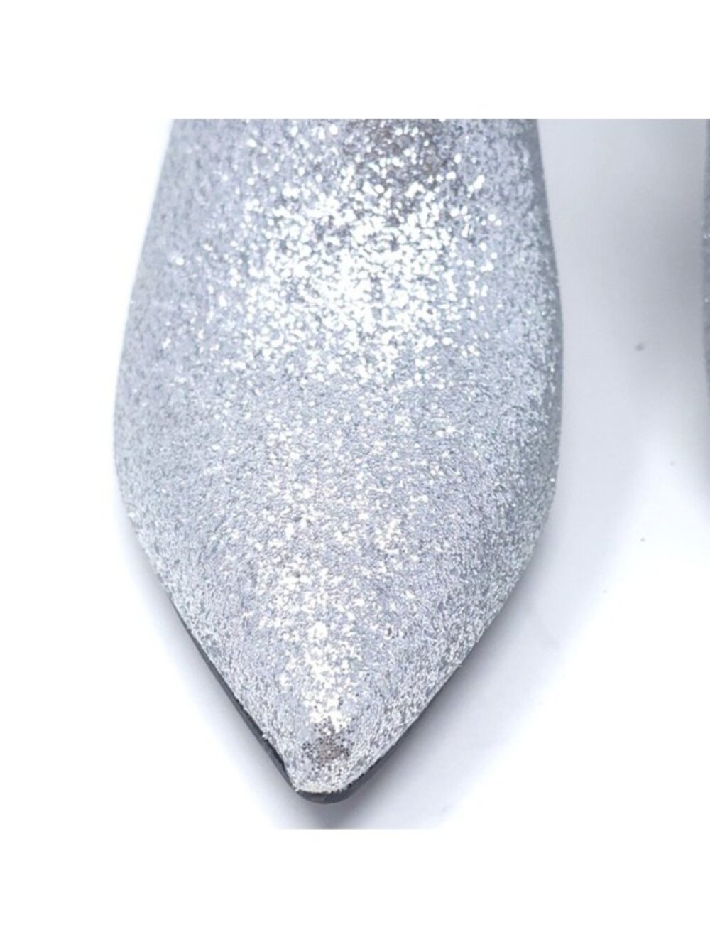 On 34th Aatirap Silver Glitter Pointed Toe Ankle Booties Size 5M - Picture 8 of 12